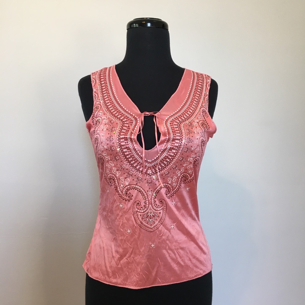 Y2K Jolie Pink Bandana Print Tank, XS